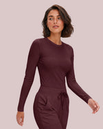 Women's Ribbed Long-Sleeve Underscrub Burgundy