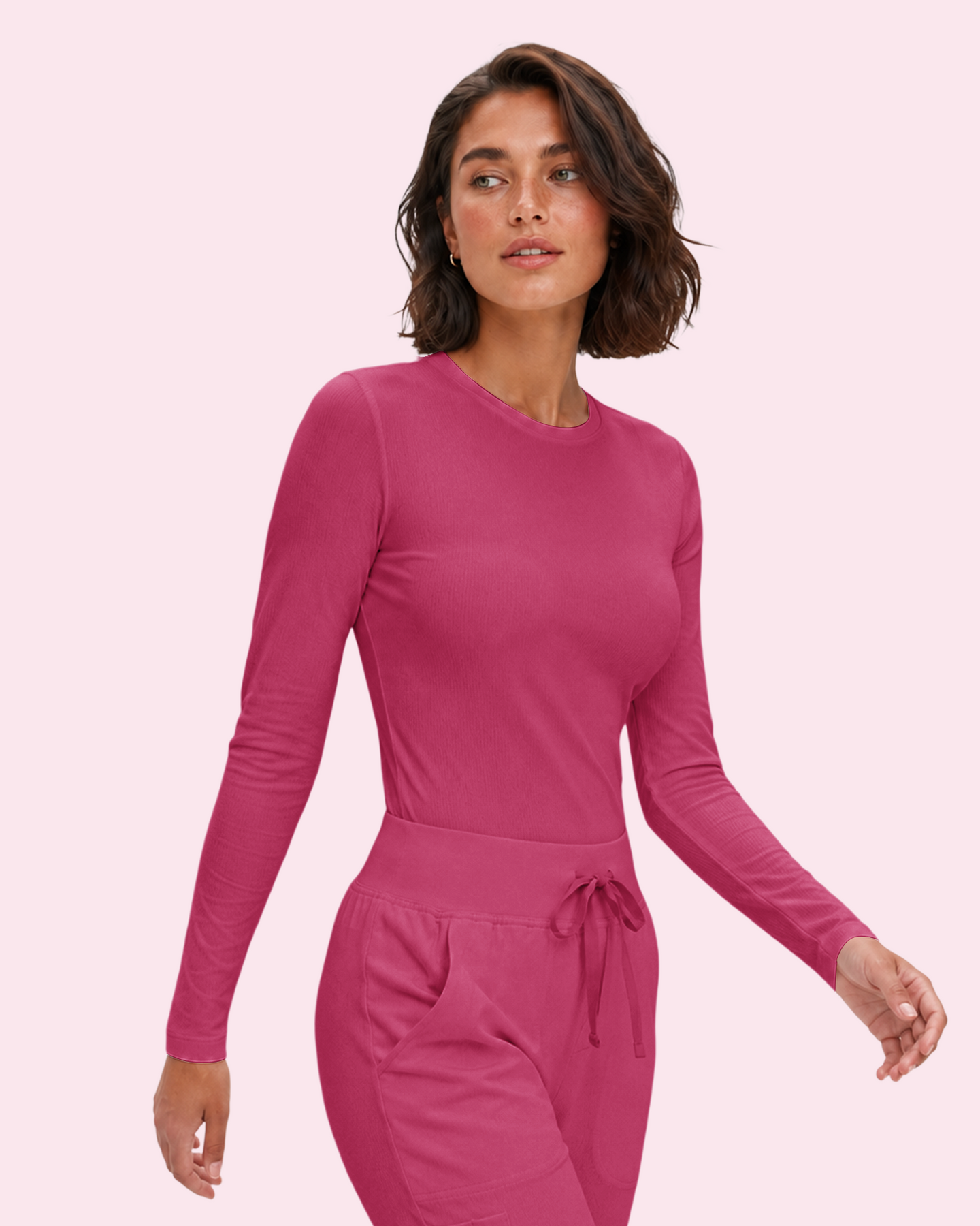 Women's Ribbed Long-Sleeve Underscrub Wild Berry