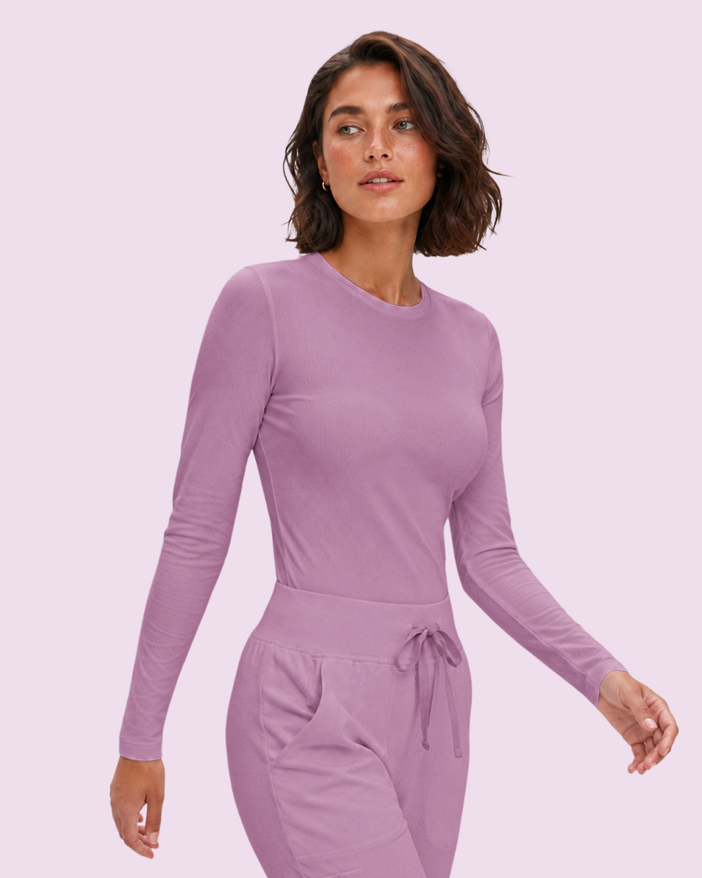 Women's Ribbed Long-Sleeve Underscrub Lilac