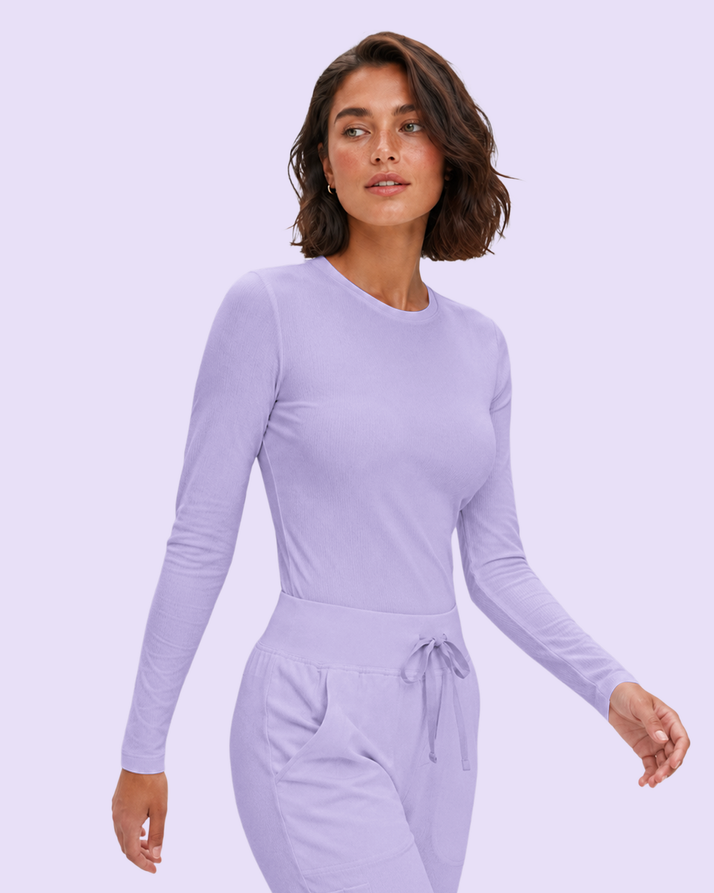 Women's Ribbed Long-Sleeve Underscrub Lavender