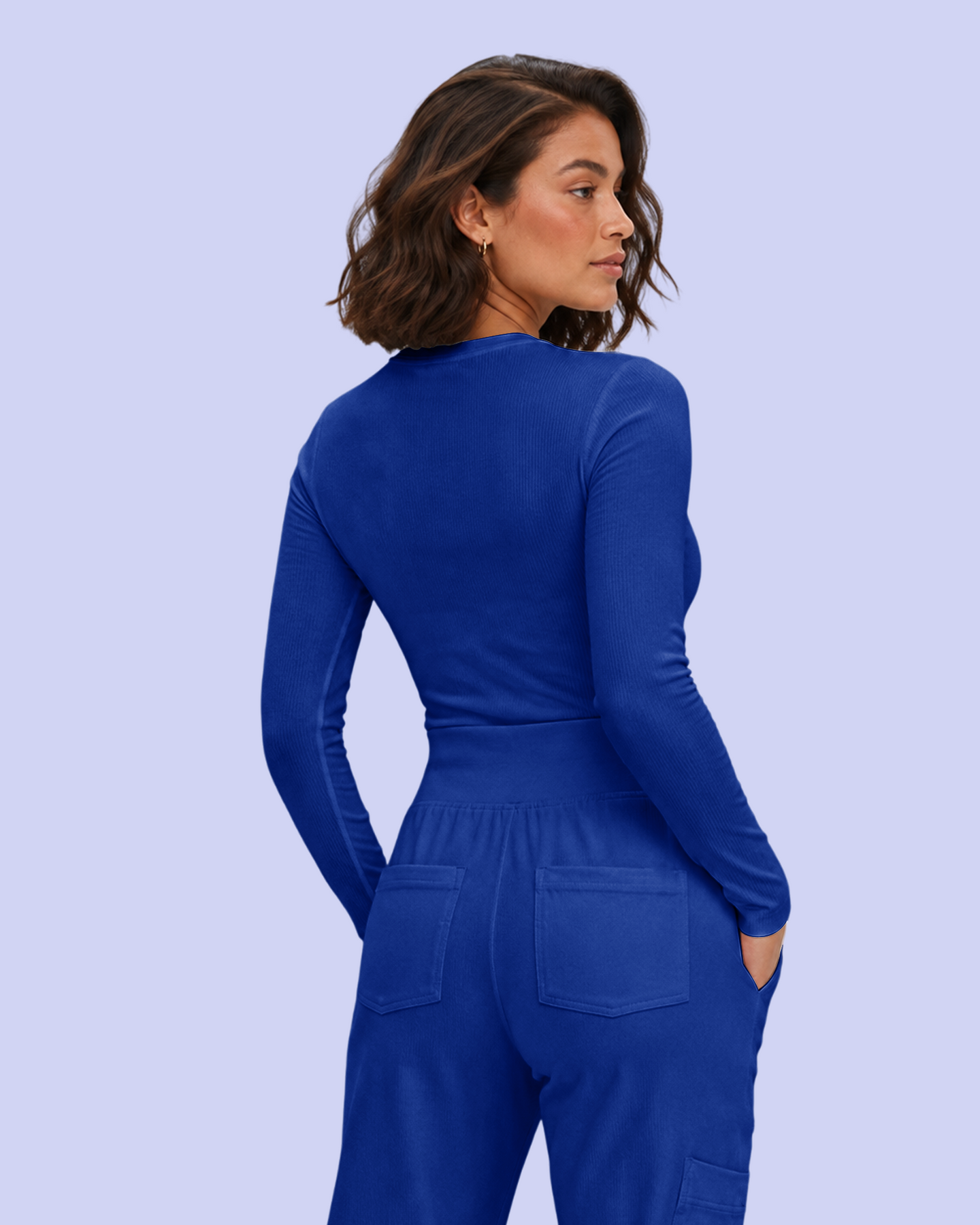 Women's Ribbed Long-Sleeve Underscrub Galaxy Blue