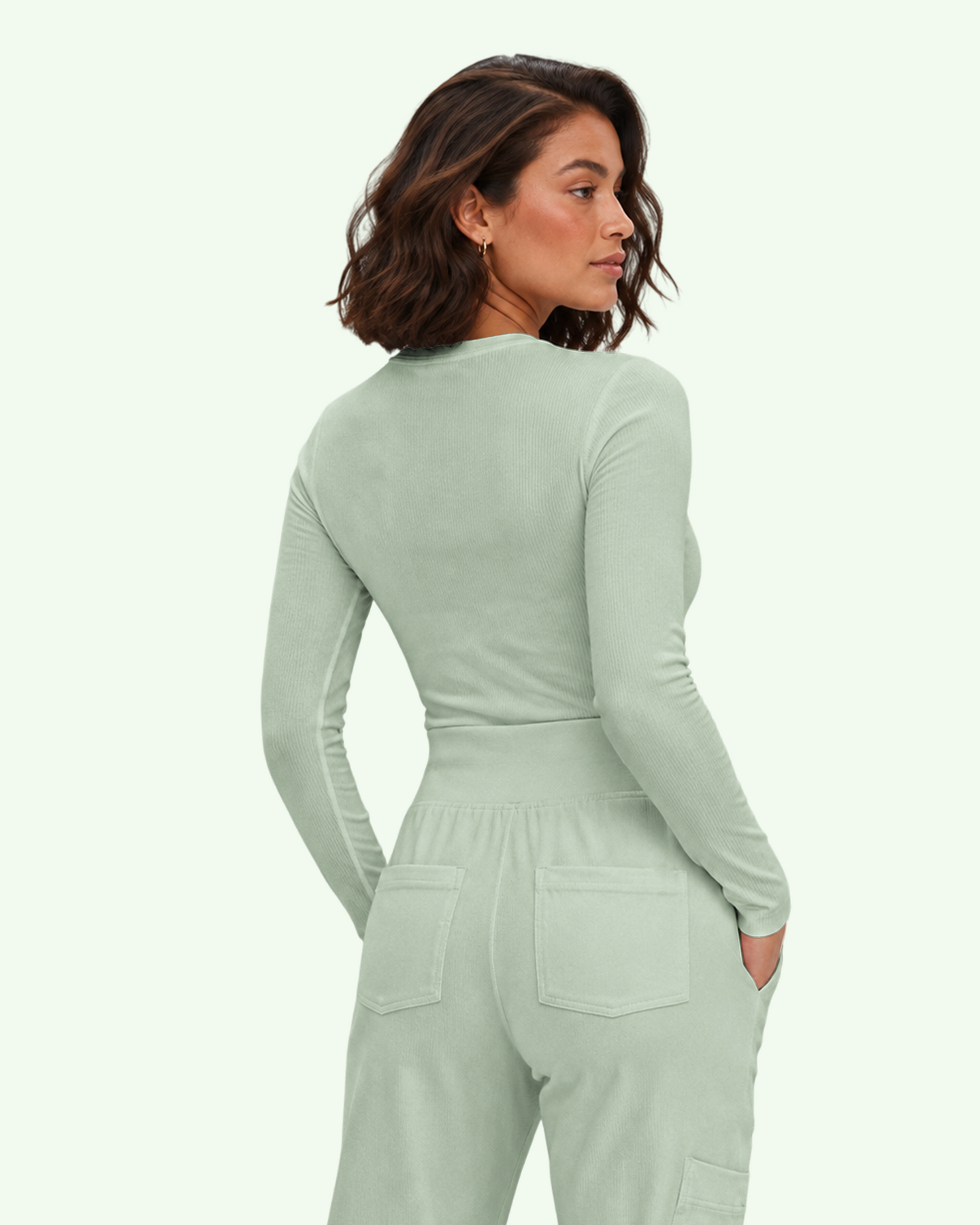 Women's Ribbed Long-Sleeve Underscrub Mint