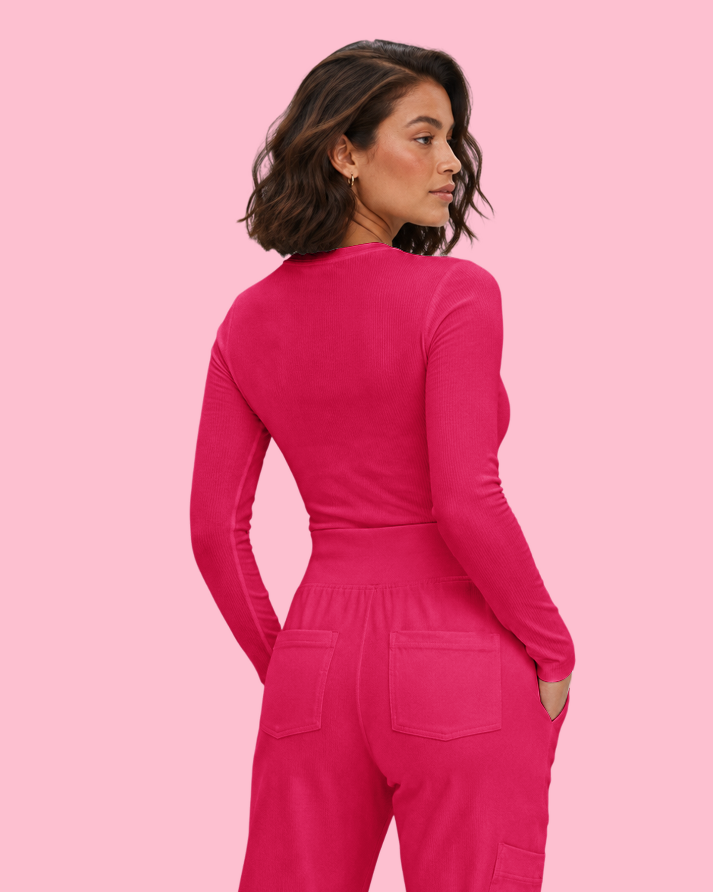 Women's Ribbed Long-Sleeve Underscrub Sangria