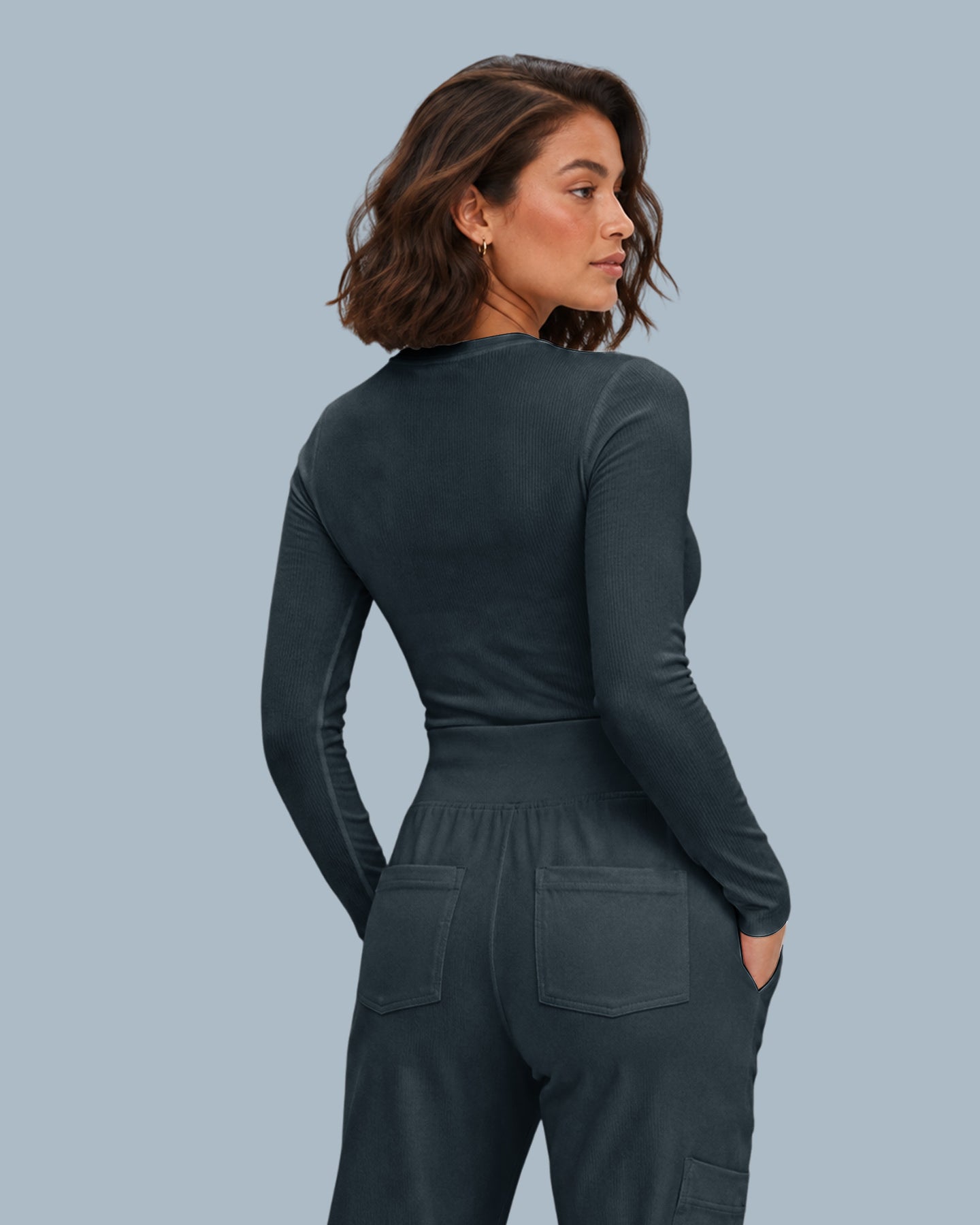 Women's Ribbed Long-Sleeve Underscrub Dark Harbor