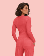 Women's Ribbed Long-Sleeve Underscrub Coral