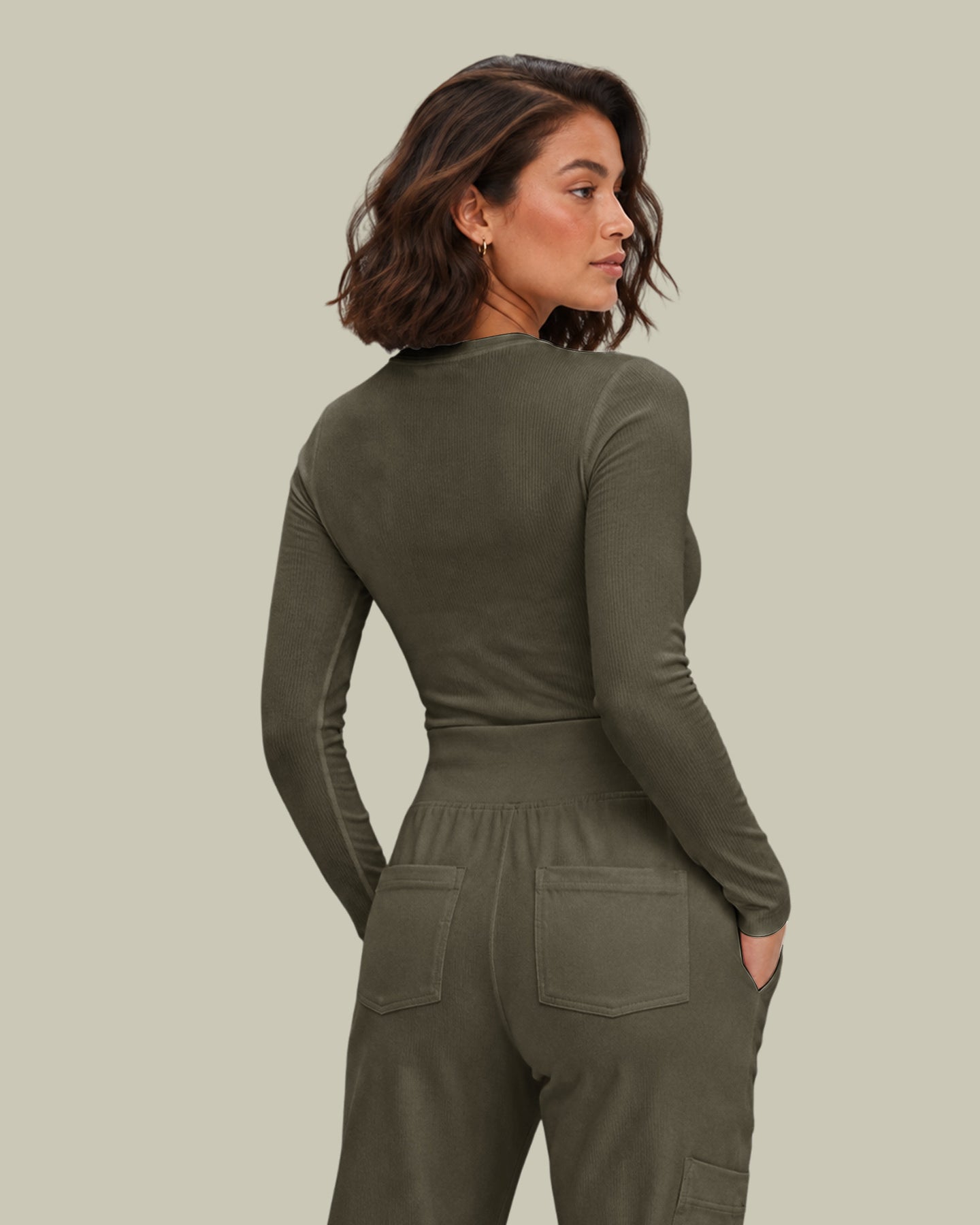 Women's Ribbed Long-Sleeve Underscrub Olive