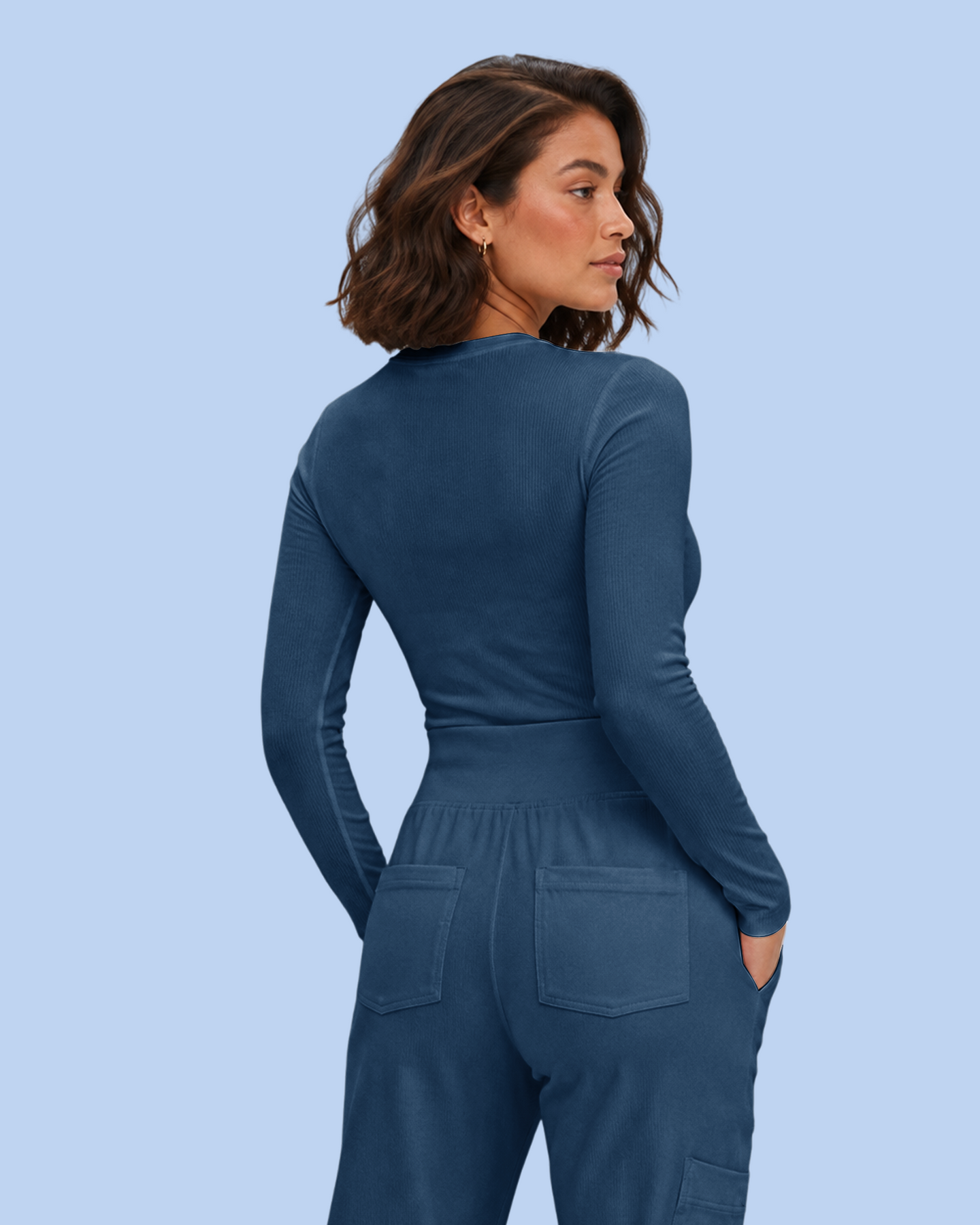 Women's Ribbed Long-Sleeve Underscrub Ocean