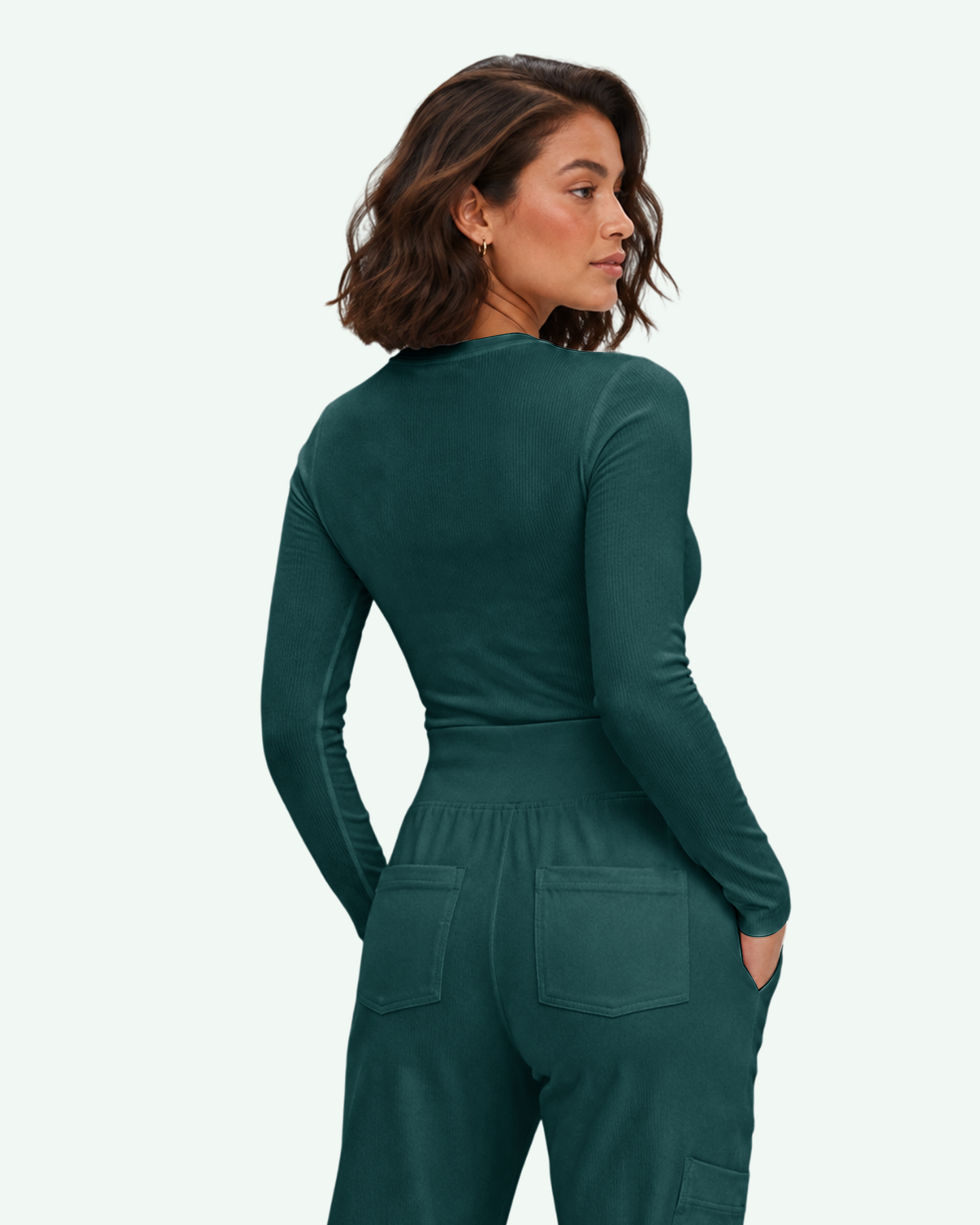 Women's Ribbed Long-Sleeve Underscrub Midnight Green