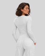 Women's Ribbed Long-Sleeve Underscrub White