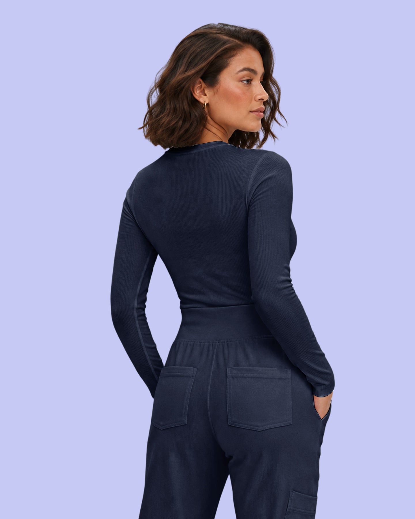 Women's Ribbed Long-Sleeve Underscrub Navy