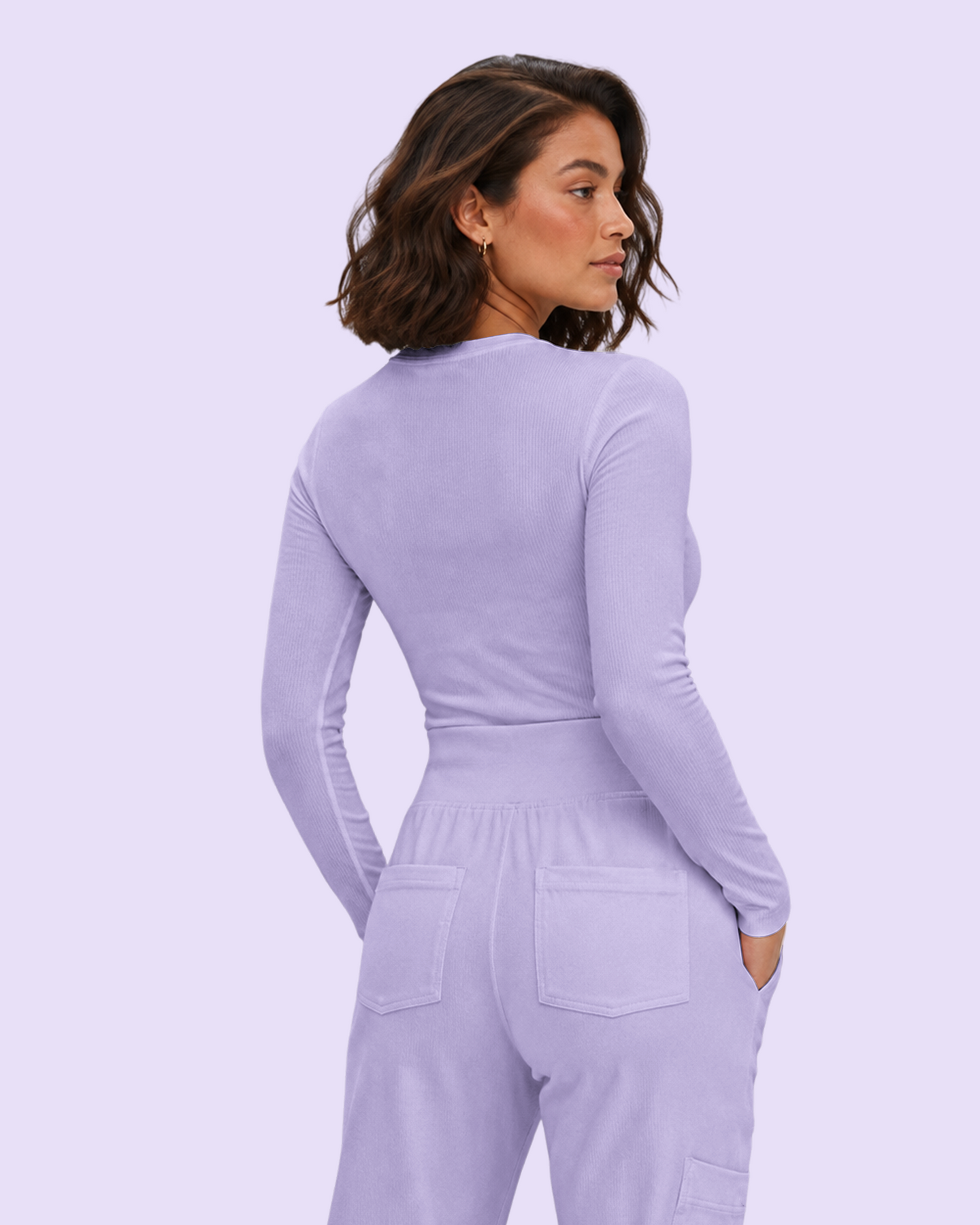 Women's Ribbed Long-Sleeve Underscrub Lavender