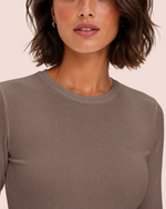 Women's Ribbed Long-Sleeve Underscrub Mocha