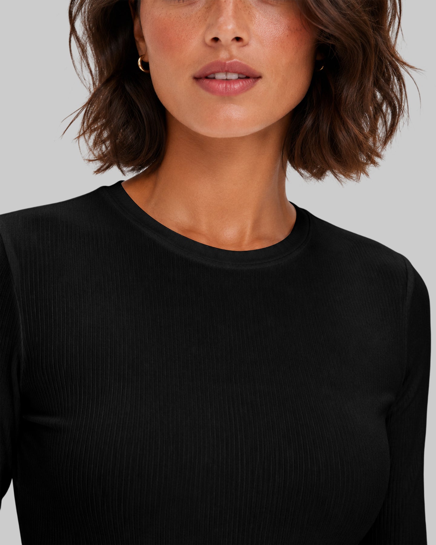 Women's Ribbed Long-Sleeve Underscrub Black