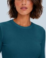 Women's Ribbed Long-Sleeve Underscrub Caribbean Blue