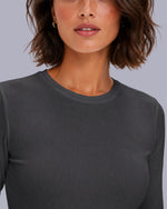 Women's Ribbed Long-Sleeve Underscrub Pewter