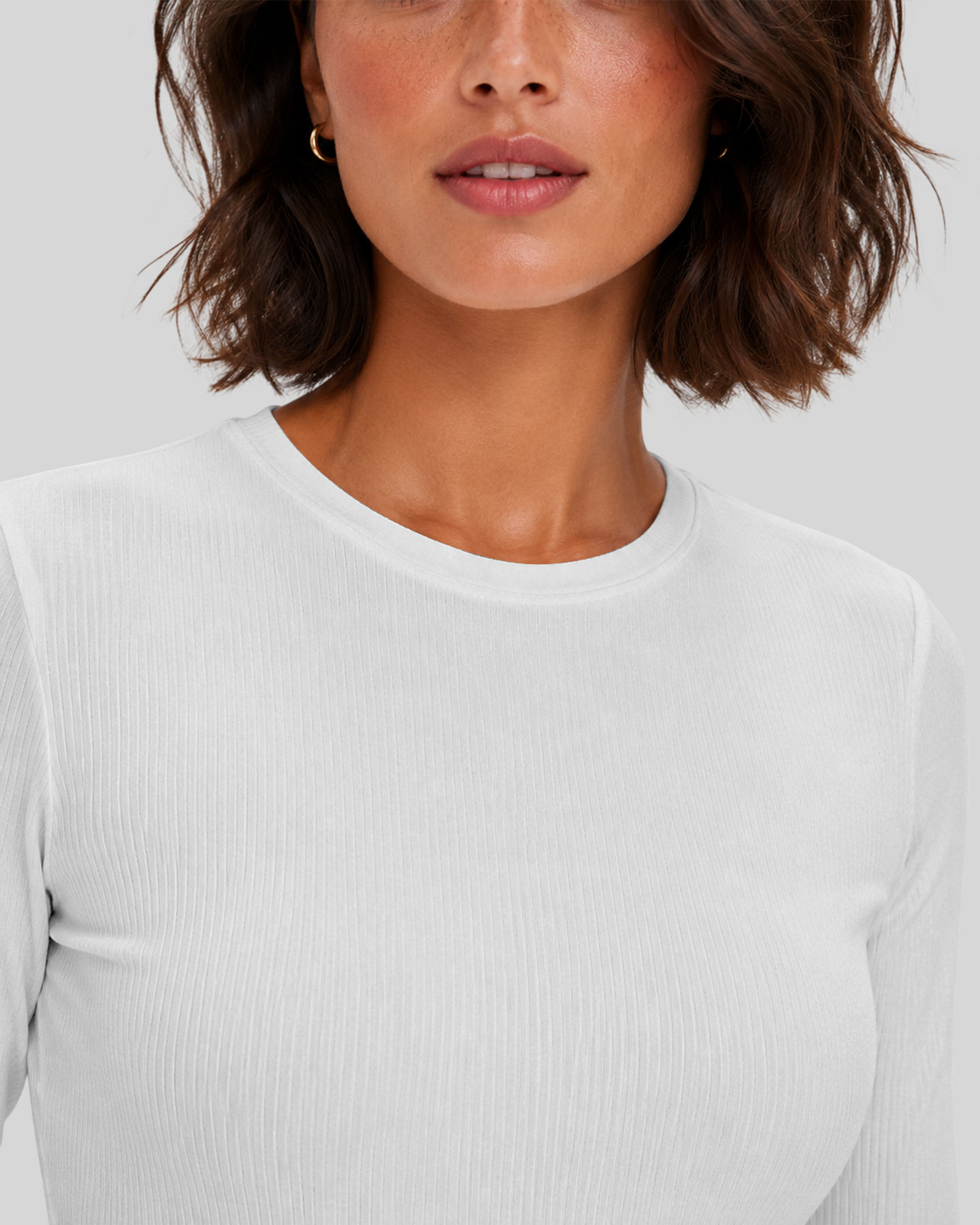 Women's Ribbed Long-Sleeve Underscrub White
