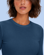 Women's Ribbed Long-Sleeve Underscrub Ocean
