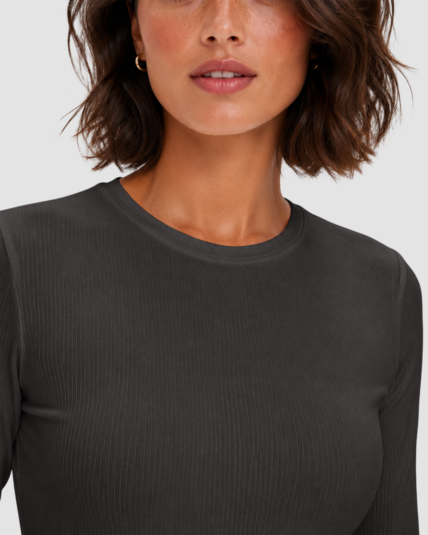 Women's Ribbed Long-Sleeve Underscrub Charcoal