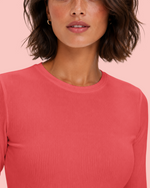 Women's Ribbed Long-Sleeve Underscrub Coral