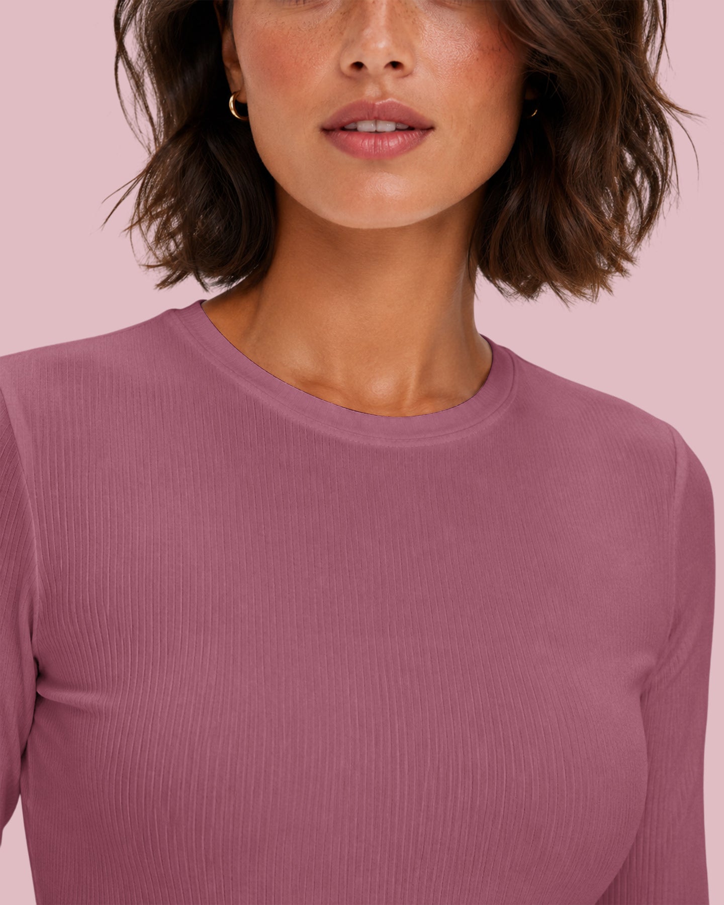 Women's Ribbed Long-Sleeve Underscrub Mauve