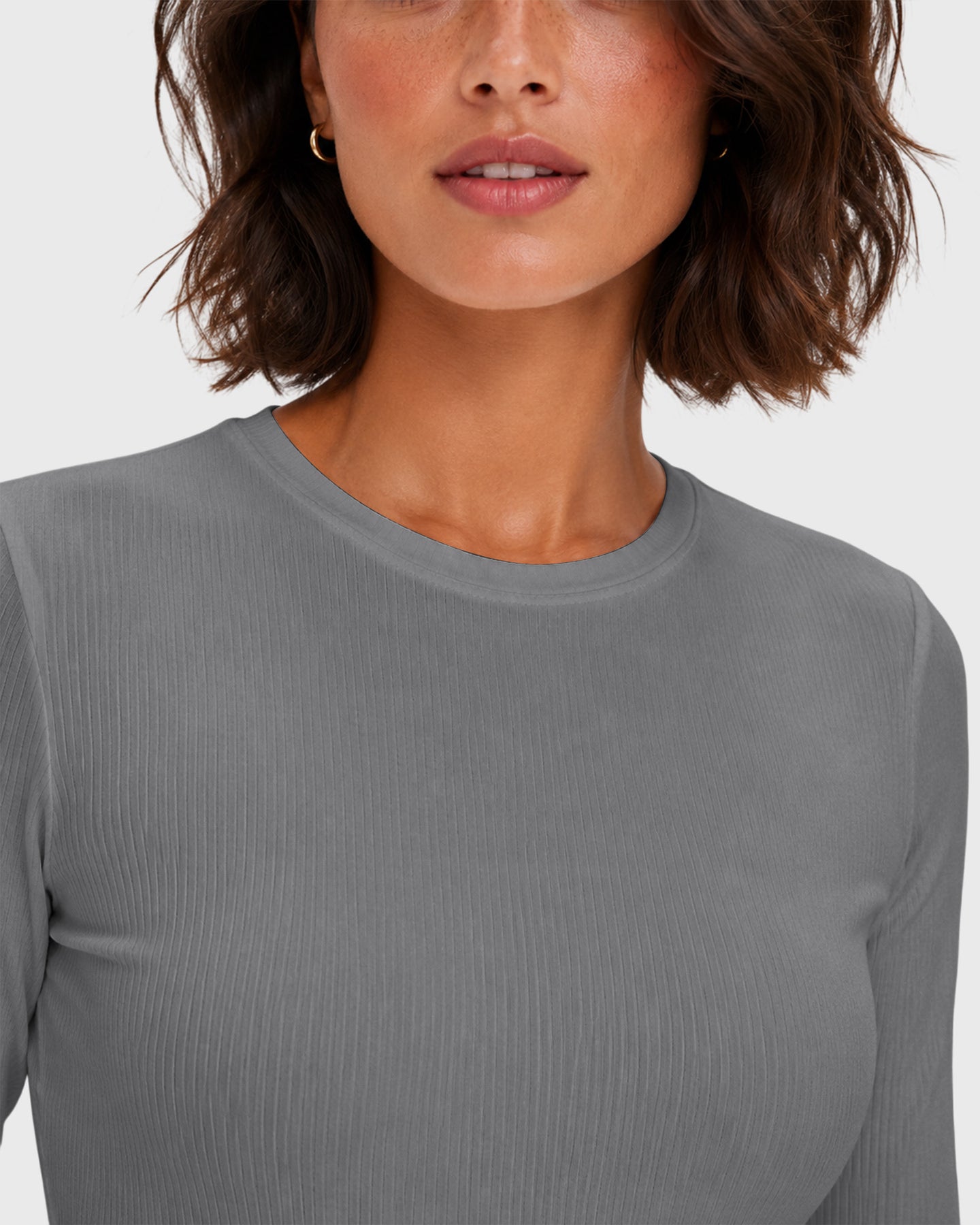 Women's Ribbed Long-Sleeve Underscrub Heather Gray