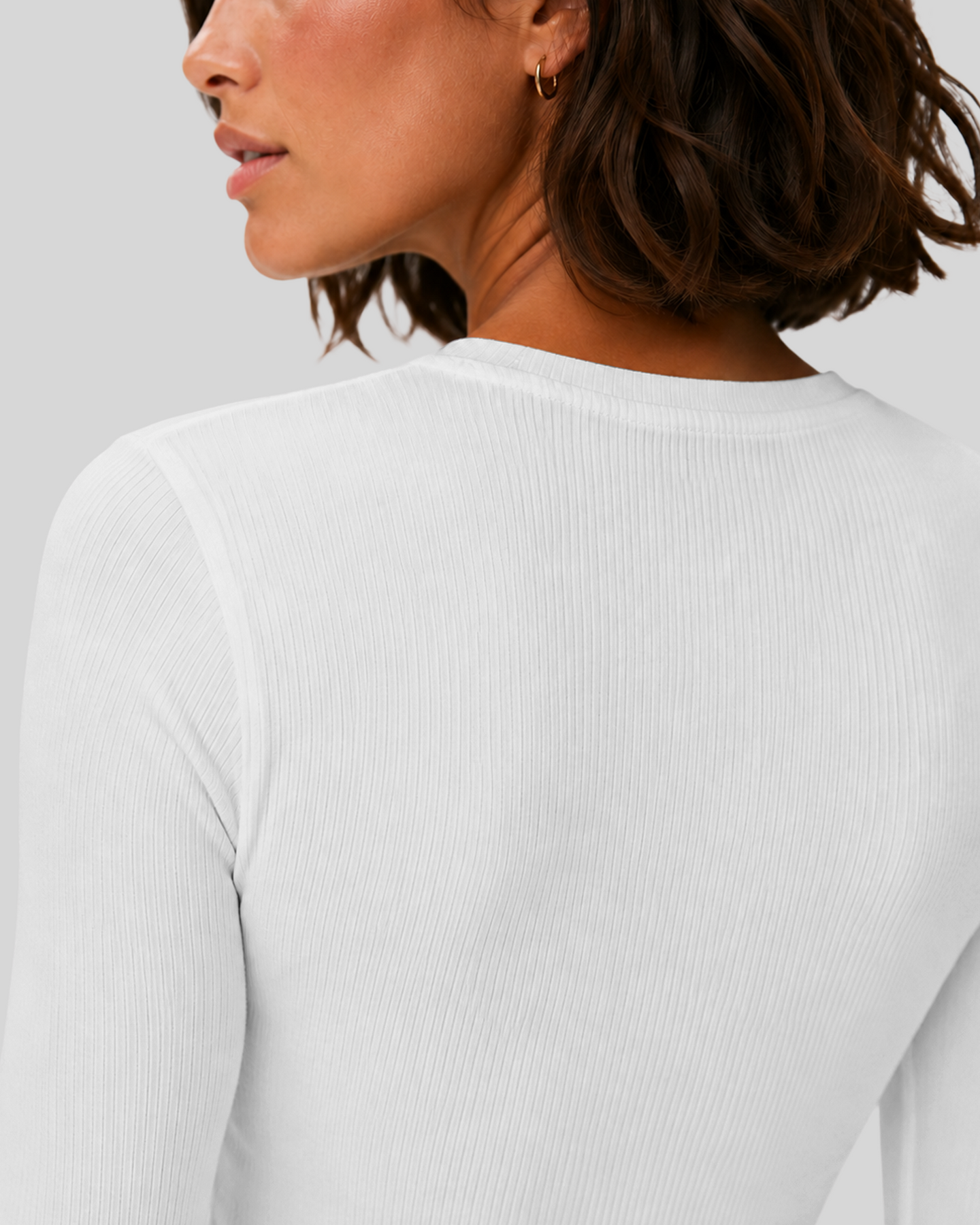 Women's Ribbed Long-Sleeve Underscrub White