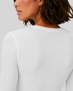 Women's Ribbed Long-Sleeve Underscrub White