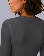 Women's Ribbed Long-Sleeve Underscrub Pewter