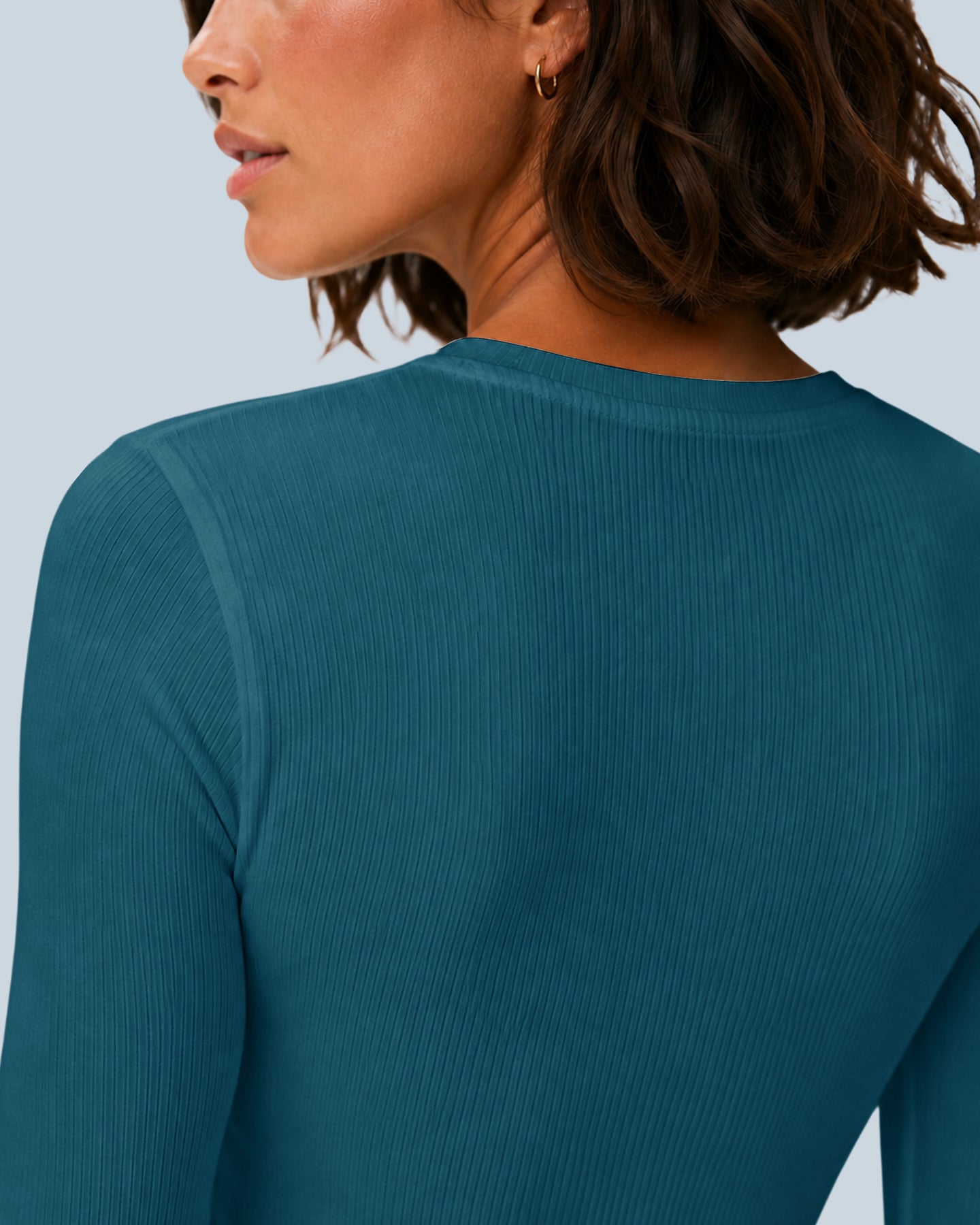Women's Ribbed Long-Sleeve Underscrub Caribbean Blue