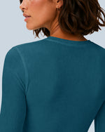 Women's Ribbed Long-Sleeve Underscrub Caribbean Blue