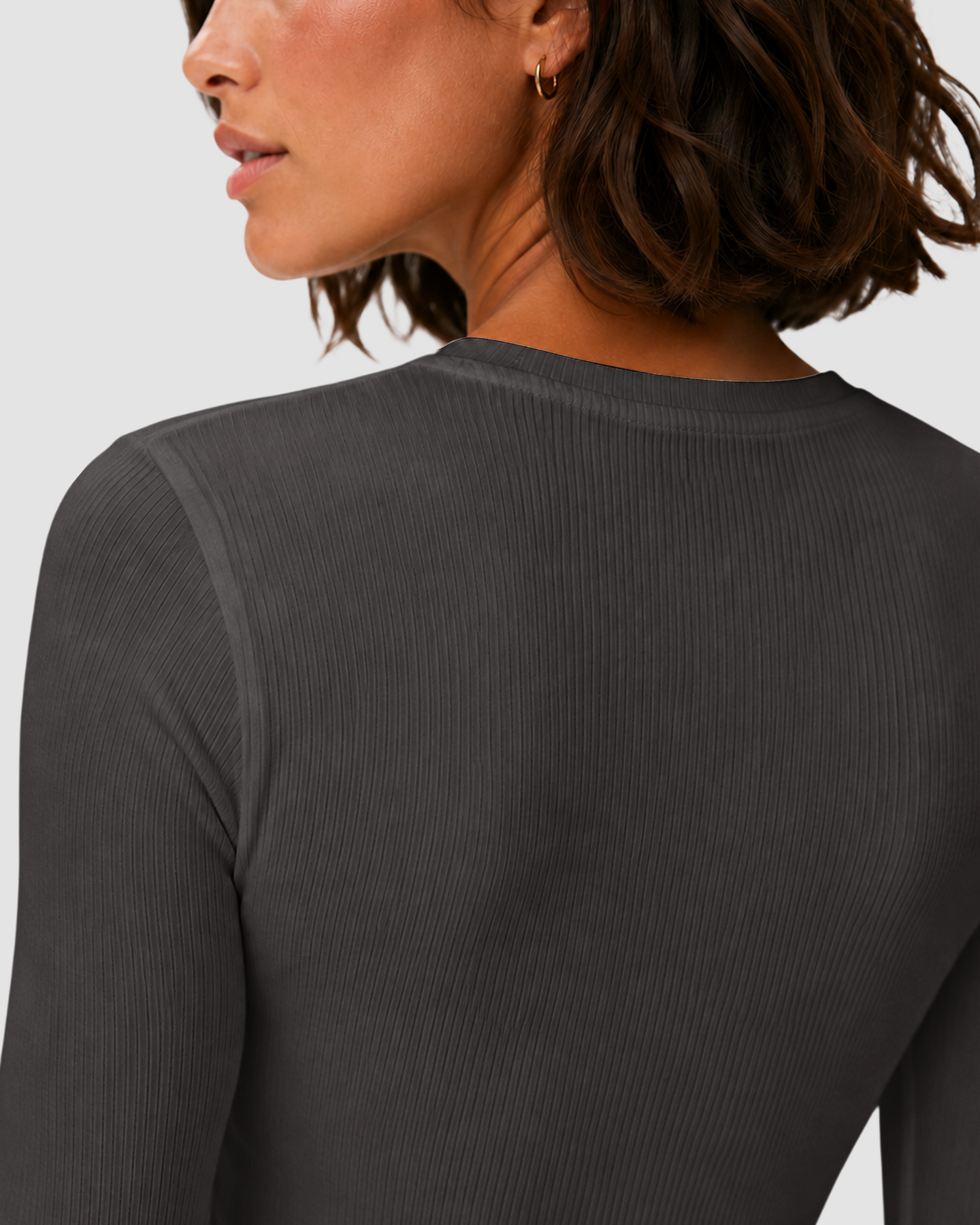 Women's Ribbed Long-Sleeve Underscrub Charcoal
