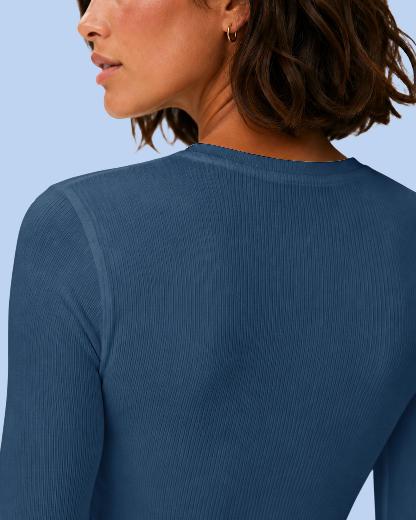 Women's Ribbed Long-Sleeve Underscrub Ocean
