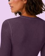 Women's Ribbed Long-Sleeve Underscrub Deep Eggplant