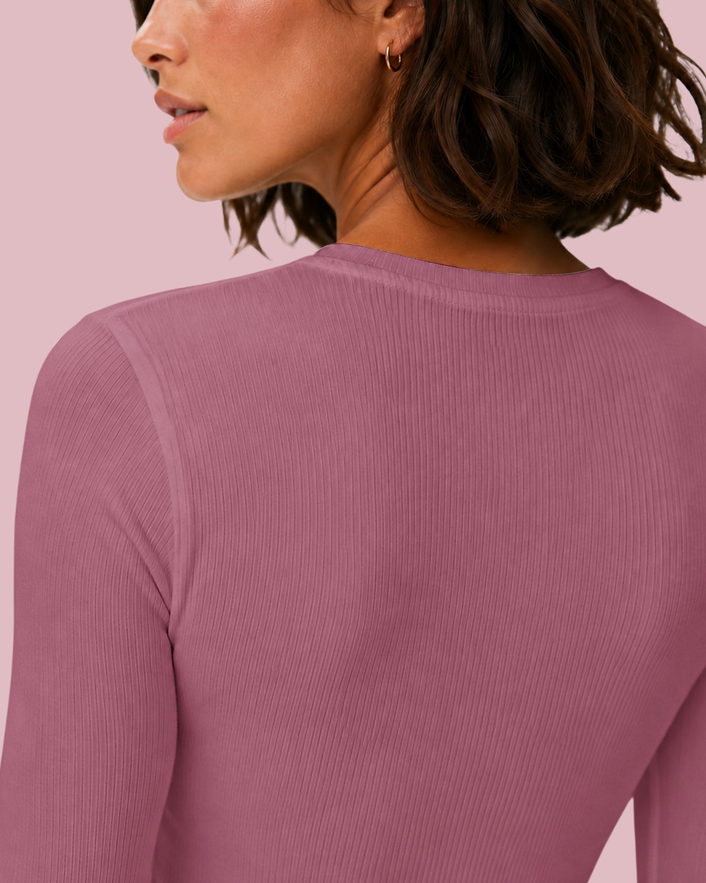Women's Ribbed Long-Sleeve Underscrub Mauve