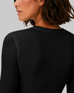 Women's Ribbed Long-Sleeve Underscrub Black
