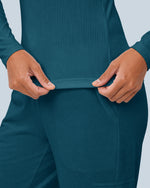 Women's Ribbed Long-Sleeve Underscrub Caribbean Blue