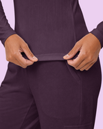 Women's Ribbed Long-Sleeve Underscrub Deep Eggplant