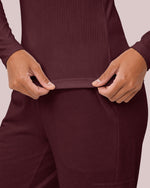 Women's Ribbed Long-Sleeve Underscrub Burgundy