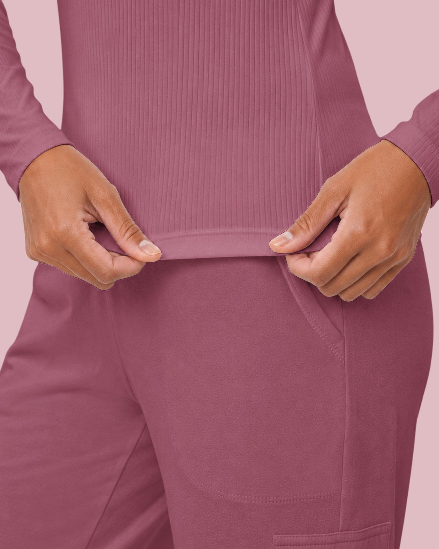 Women's Ribbed Long-Sleeve Underscrub Mauve
