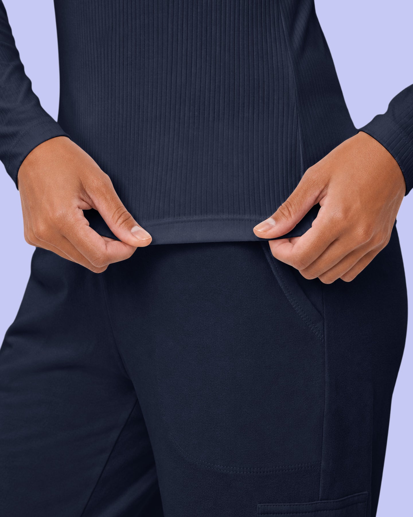 Women's Ribbed Long-Sleeve Underscrub Navy