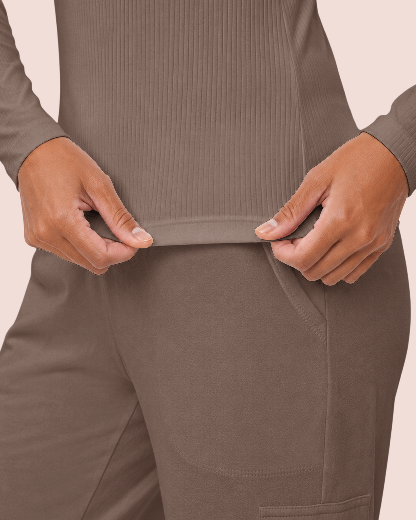 Women's Ribbed Long-Sleeve Underscrub Mocha