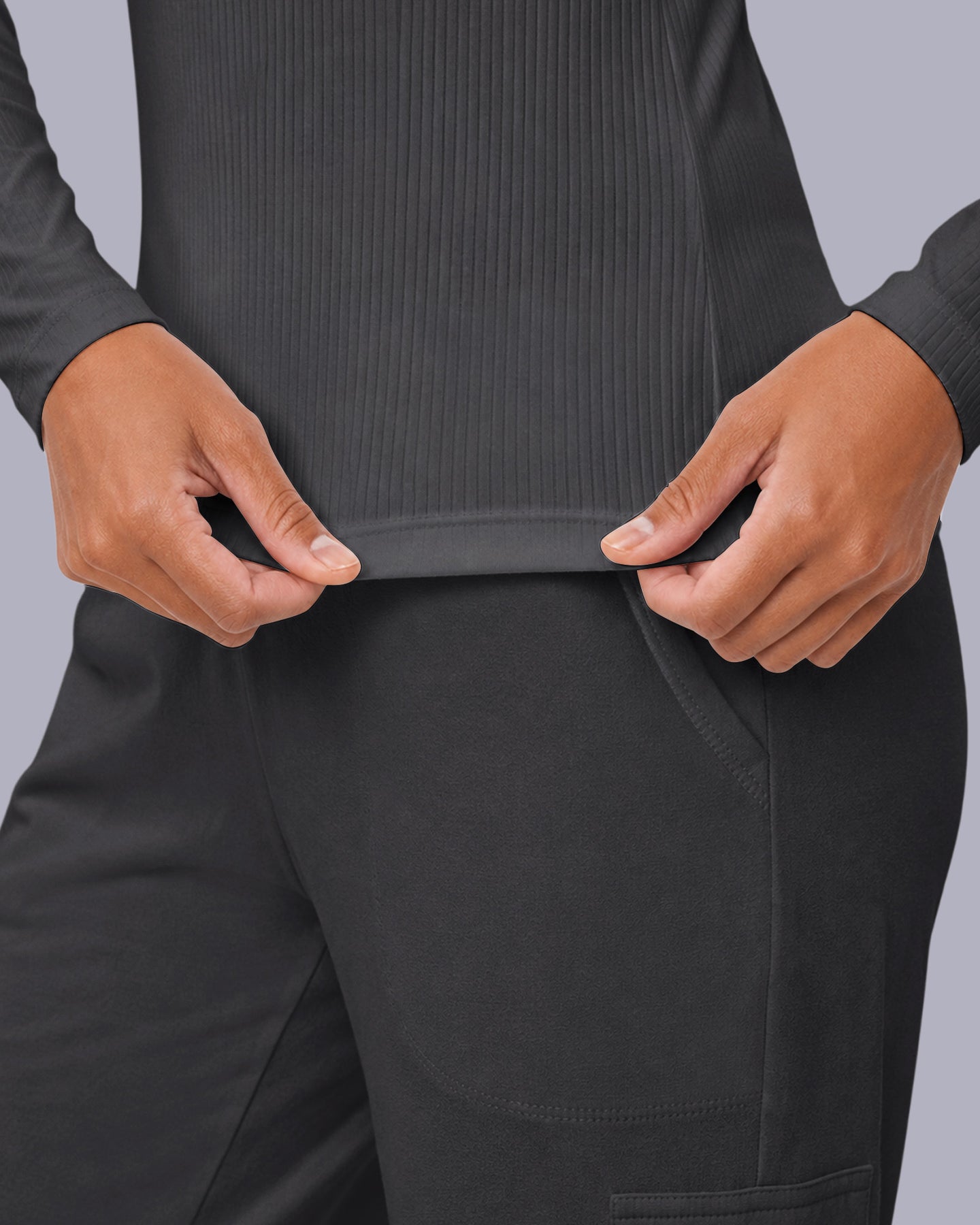 Women's Ribbed Long-Sleeve Underscrub Pewter