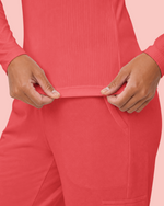 Women's Ribbed Long-Sleeve Underscrub Coral