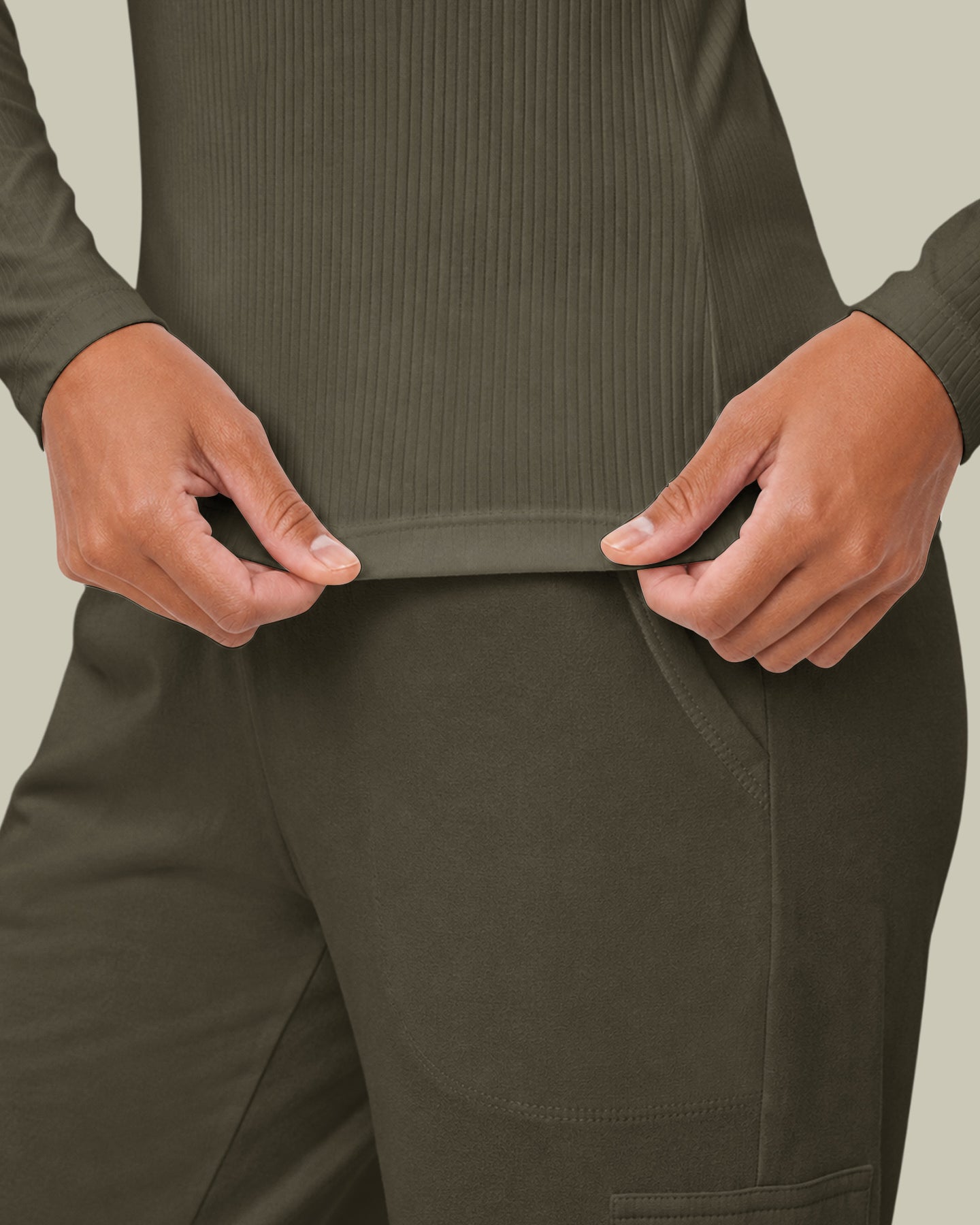 Women's Ribbed Long-Sleeve Underscrub Olive