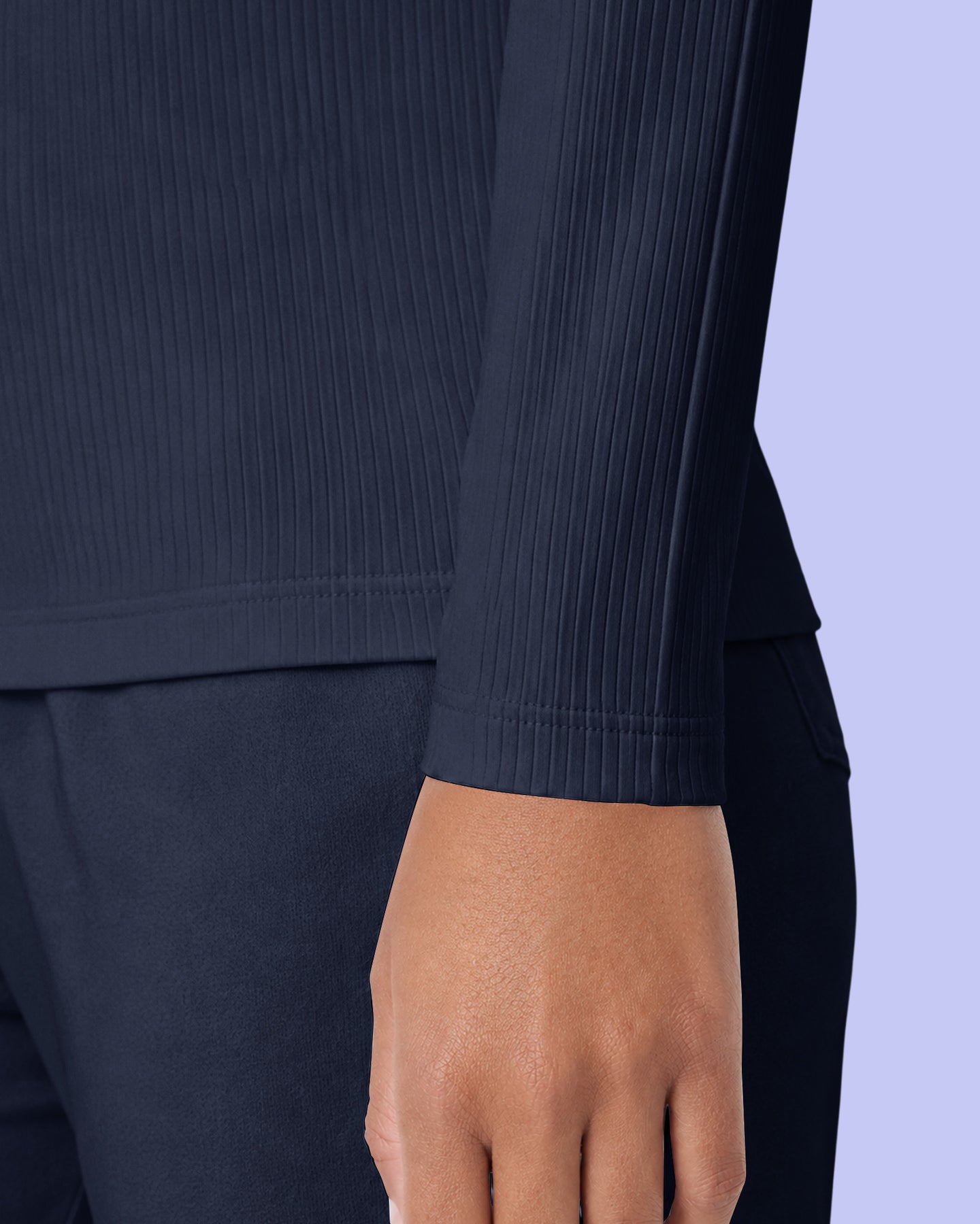 Women's Ribbed Long-Sleeve Underscrub Navy