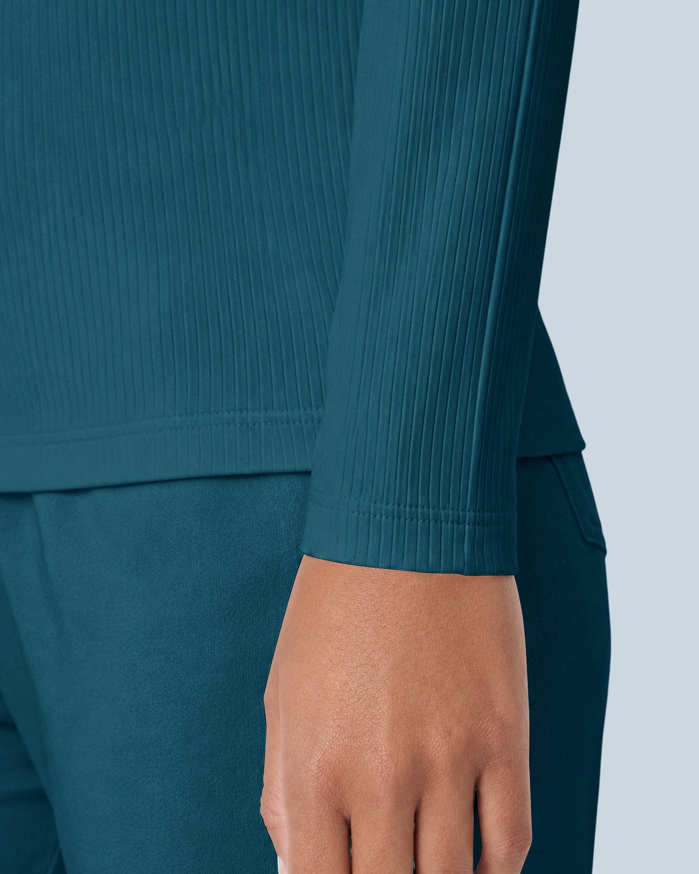 Women's Ribbed Long-Sleeve Underscrub Caribbean Blue