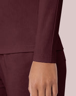 Women's Ribbed Long-Sleeve Underscrub Burgundy