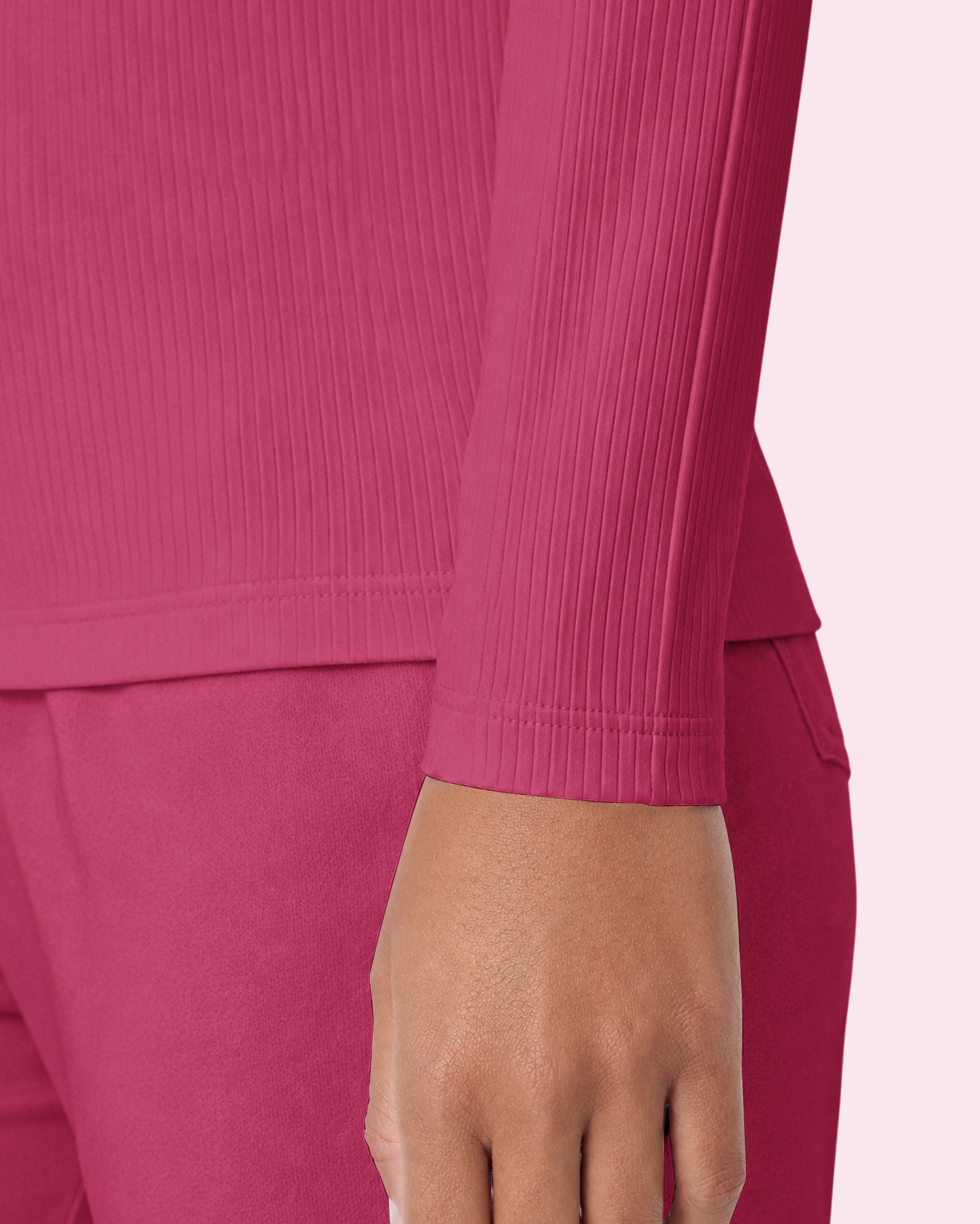 Women's Ribbed Long-Sleeve Underscrub Wild Berry