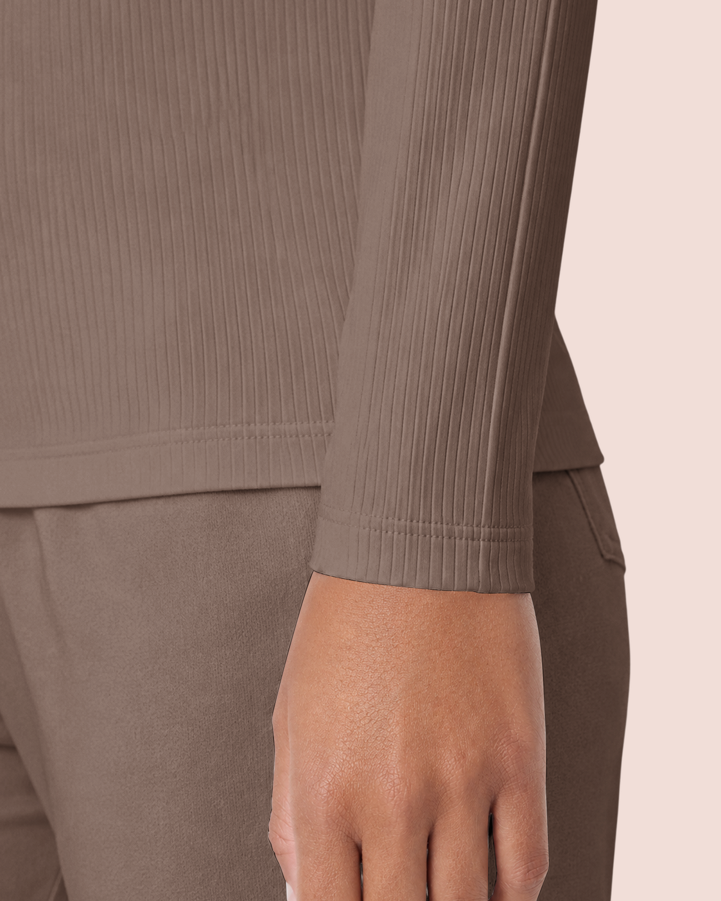 Women's Ribbed Long-Sleeve Underscrub Mocha