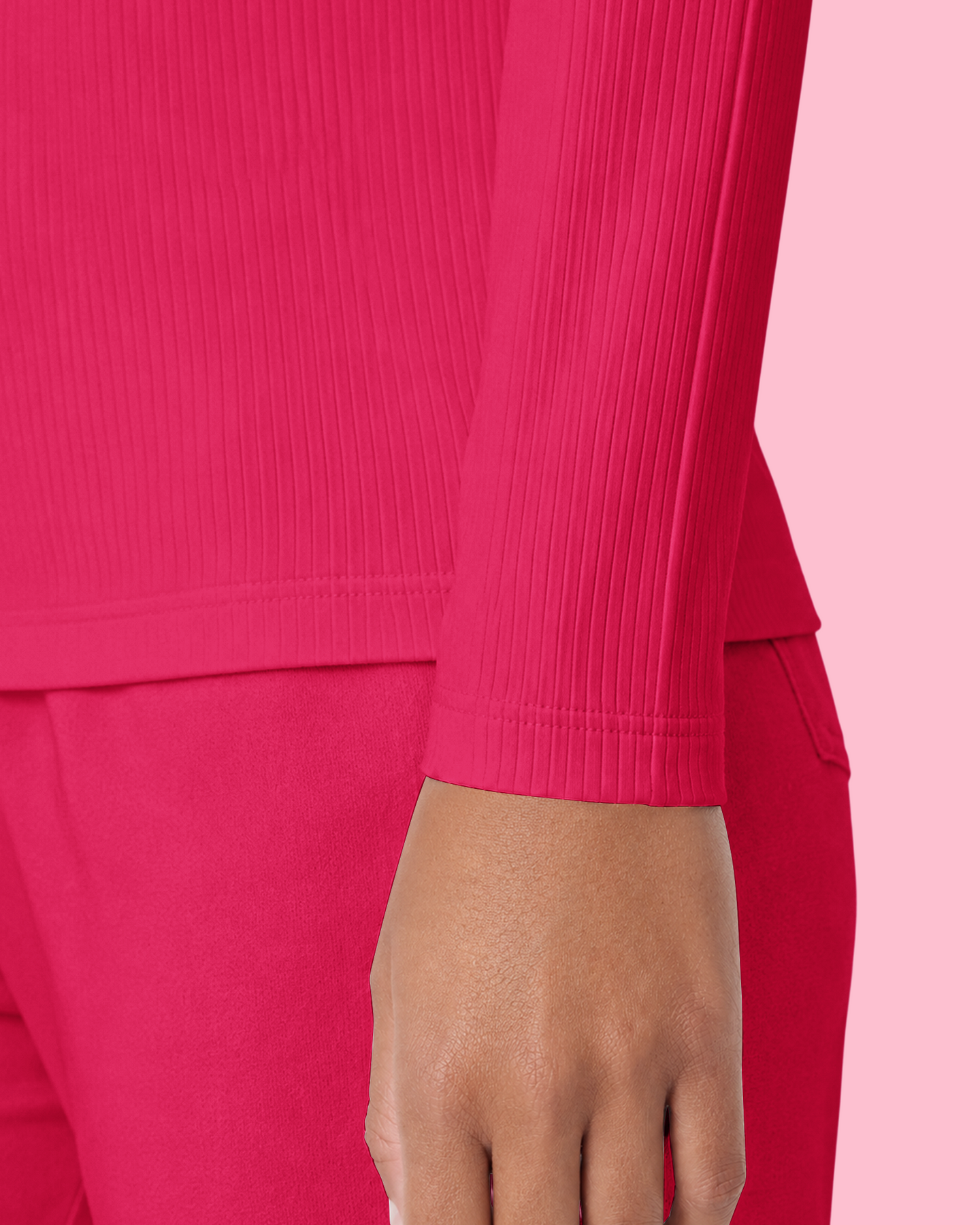 Women's Ribbed Long-Sleeve Underscrub Sangria